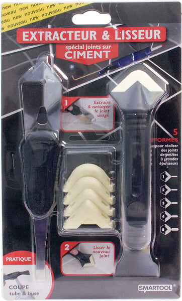 SMARTOOL - Kit extracteur et lisseur de joints ciment 5 têtes - large