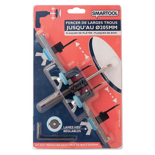 SMARTOOL - Trépan réglable - Acier rapide HSS - 40 à 205mm - large