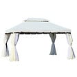 OUTSUNNY - Tonnelle barnum pavillon de jardin style colonial double toit toile moustiquaires et toiles amovibles 3,9L x 2,9l x 2,8H m crème - vignette