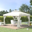 OUTSUNNY - Tonnelle barnum pavillon de jardin style colonial double toit toile moustiquaires et toiles amovibles 3,9L x 2,9l x 2,8H m crème - vignette