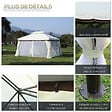 OUTSUNNY - Tonnelle barnum pavillon de jardin style colonial double toit toile moustiquaires et toiles amovibles 3,9L x 2,9l x 2,8H m crème - vignette