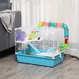 PAWHUT - Cage à hamsters 3 niveaux - tunnel, abreuvoir, roue, maisonnette, échelles - dim. 59L x 36l x 47H cm - métal PP bleu blanc - vignette