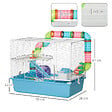 PAWHUT - Cage à hamsters 3 niveaux - tunnel, abreuvoir, roue, maisonnette, échelles - dim. 59L x 36l x 47H cm - métal PP bleu blanc - vignette