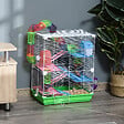 PAWHUT - Cage pour hamster souris rongeur 4 étages avec tunnels mangeoire roue maison échelles dim. 46L x 30l x 58H cm vert - vignette