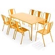 OVIALA - Ensemble table de jardin et 8 chaises bistrot en acier jaune - Palavas - vignette