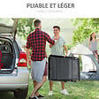 OUTSUNNY - Bain de soleil transat pliable avec poignée - dossier inclinable multi-positions, pochette, tétière - acier époxy noir lacets élastiques textilène gris - vignette