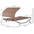 OUTSUNNY - Bain de soleil 2 places lit de jardin design contemporain toit réglable 2 roulettes 2 oreillers acier époxy polyester marron foncé - vignette
