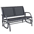 OUTSUNNY - Banc à bascule de jardin 2 places design contemporain grand confort accoudoirs assise et dossier ergonomique acier textilène noir - vignette