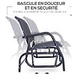 OUTSUNNY - Banc à bascule de jardin 2 places design contemporain grand confort accoudoirs assise et dossier ergonomique acier textilène noir - vignette