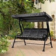 OUTSUNNY - Balancelle de jardin 3 places grand confort toit inclinaison réglable épais coussins amovibles polyester acier époxy gris noir - vignette