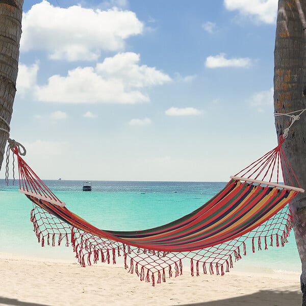 OUTSUNNY - Hamac de voyage respirant portable toile de hamac dim. 2L x 1l m coton polyester multicolore - large