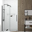 AURLANE - Porte de Douche Coulissante 120x195cm Verre Trempé Transparent 6mm - Finition Noire Mate - SLIDE-IN - vignette