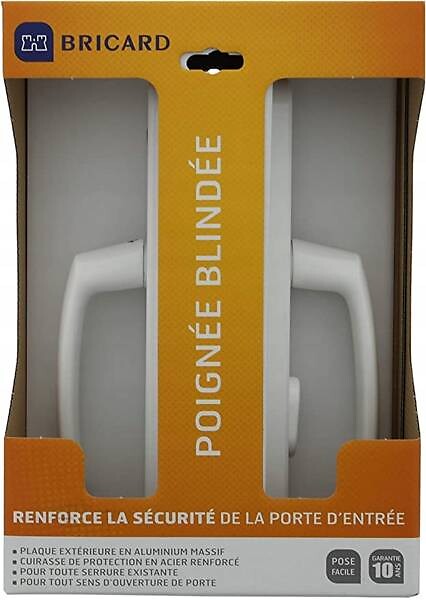 BRICARD - Poignées de Porte Blindées Manhattan Plaque étroite 250x32mm Blanc - large