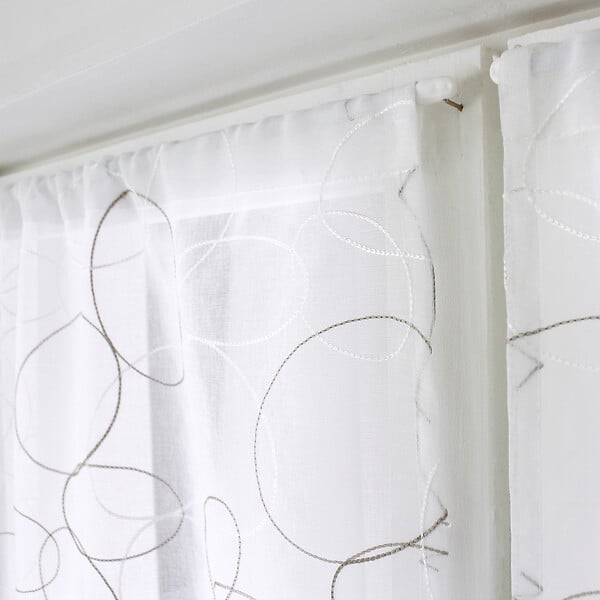 C MA DECO - Voilages Galet brodés - Gris - 2x60x120cm - large