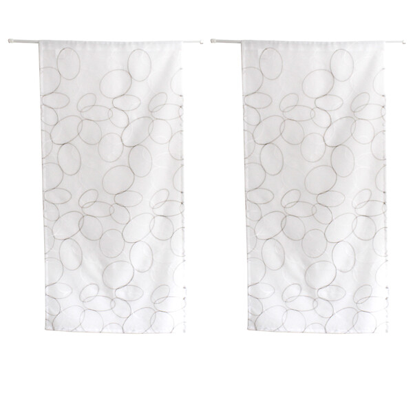 C MA DECO - Paire de voilages Galet finition droite brodée 2x60x160cm gris - large