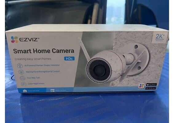 EZVIZ - Caméra Wi-Fi extérieure H3C 2K - Blanc - Résistance IP67 - large