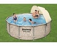 BESTWAY - Piscine tubulaire Power Steel acier - Décor rotin - Diam.396xH.107cm - vignette