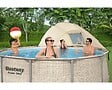 BESTWAY - Piscine tubulaire Power Steel acier - Décor rotin - Diam.396xH.107cm - vignette