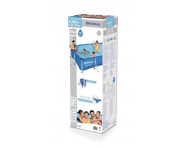 BESTWAY - Piscine tubulaire Steel Pro - Rectangulaire - L400xH81xP211cm - large