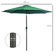 OUTSUNNY - Parasol en métal rond polyester 180g/m² manivelle inclinable Ø 2,95 x 2,5 m vert - vignette