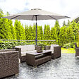 OUTSUNNY - Parasol inclinable octogonal Ø 3 x 2,45 m ouverture fermeture par manivelle métal polyester haute densité gris clair - vignette