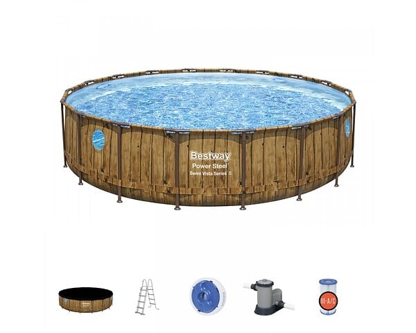 BESTWAY - Piscine tubulaire Power Steel - Ronde - Diam.549xH.122cm - large