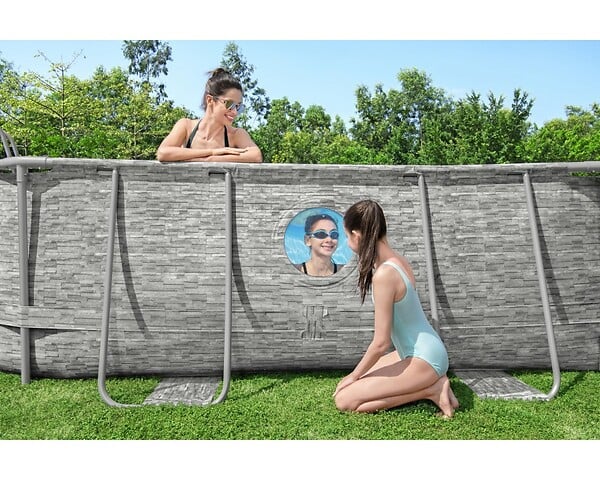 BESTWAY - Piscine Power Steel SwimVista ovale - L.488xH.107xP.305cm - large