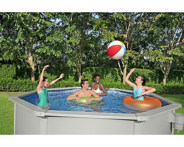 BESTWAY - Piscine acier Hydrium - Octogonale - Gris - Diam.366xH.122cm - large
