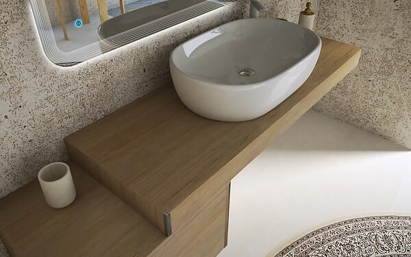 BADENHAUS - Lavabo à poser céramique Tavolone - Blanc - L.60xl.42cm - large
