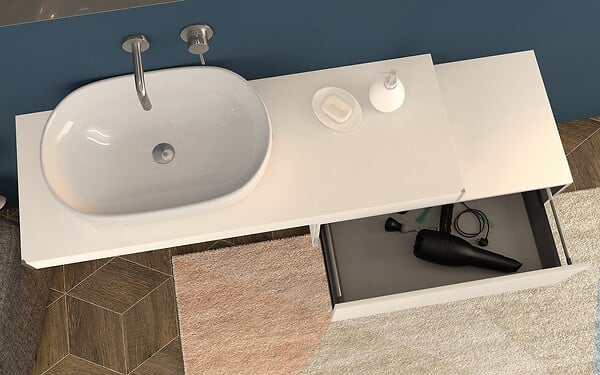 BADENHAUS - Lavabo à poser céramique Tavolone - Blanc - L.60xl.42cm - large