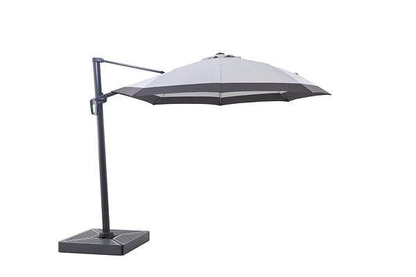 Parasol excentré aluminium - Bicolor gris - Diam.295cm - large
