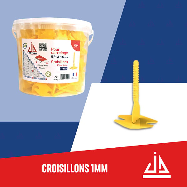 JD SYSTEME - Croisillons 1 mm 250 pces Pour carrelages de 3/15mm - large