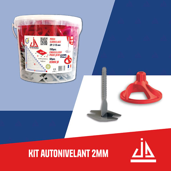 JD SYSTEME - Kit 150 croisillons 2mm + 50 écrous  Pour carrelages de 3/15mm - large