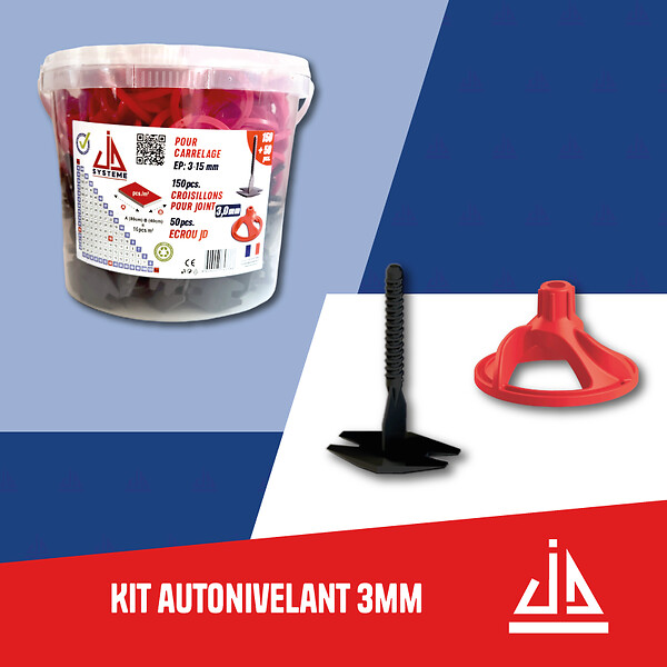 JD SYSTEME - Kit croisillons autonivelants - 150 + 50 écrous - 3mm - large