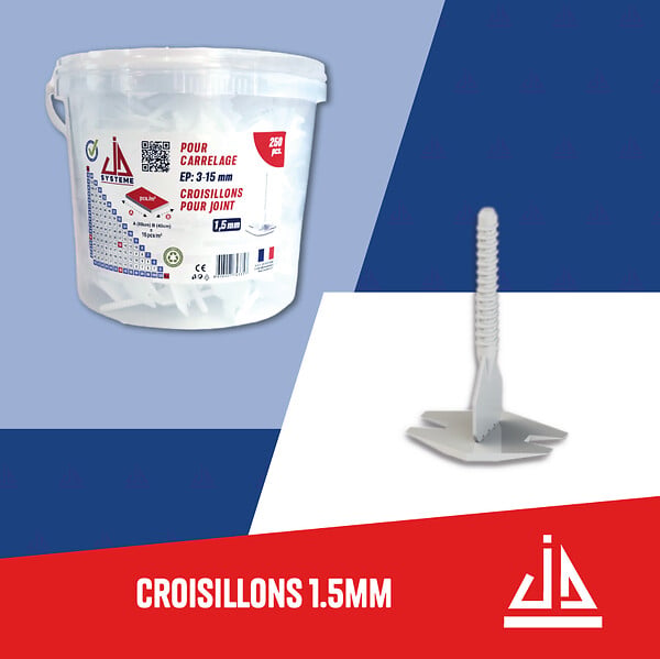 JD SYSTEME - Croisillons autonivelants 1,5mm - Plastique - 250 pièces - large