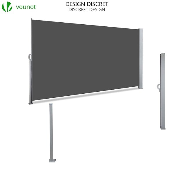 VOUNOT - Paravent retractable avec housse de protection 140x300cm Gris - large