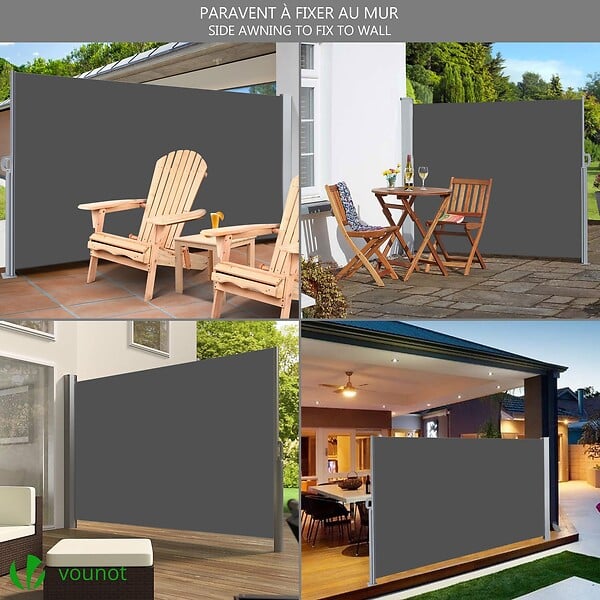 VOUNOT - Paravent retractable avec housse de protection 180x300cm Gris - large