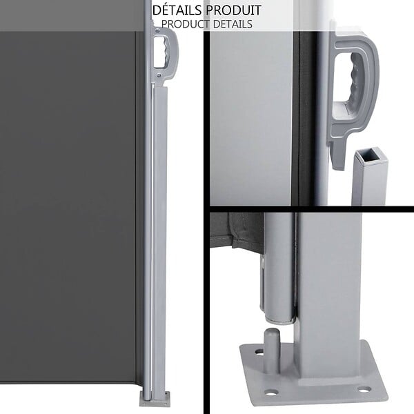 VOUNOT - Paravent retractable avec housse de protection 180x300cm Gris - large