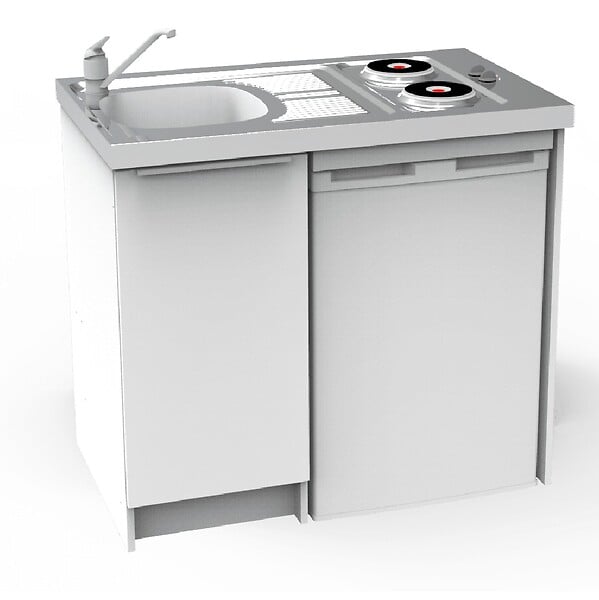 MODERNA - Meuble bas kitchenette CLASSIK 100cm 1 porte avec niche pour réfrigérateur - MODERNA - ABCE100D05 - large