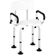 HOMCOM - Chaise de douche siège de douche ergonomique hauteur réglable pieds antidérapants accoudoirs alu HDPE blanc noir - vignette