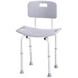 HOMCOM - Chaise de douche siège de douche ergonomique hauteur réglable pieds antidérapants charge max. 136 Kg alu HDPE gris - vignette