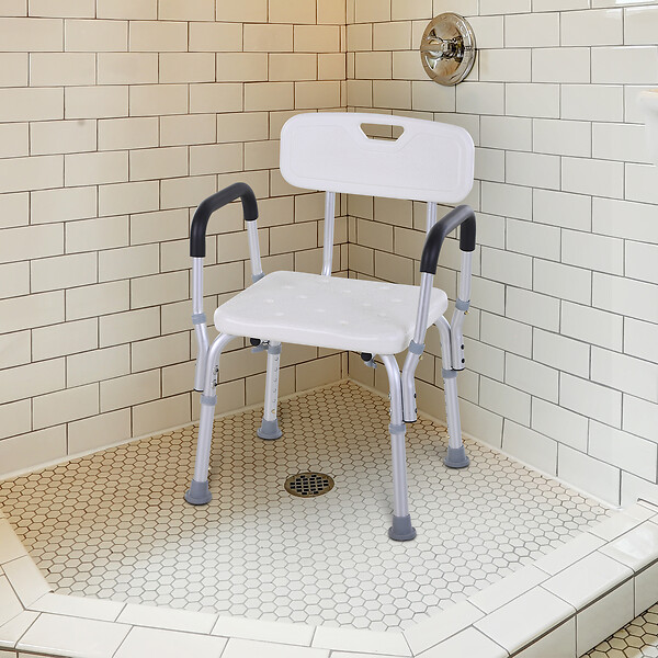 HOMCOM Chaise de douche ergonomique siège de douche hauteur