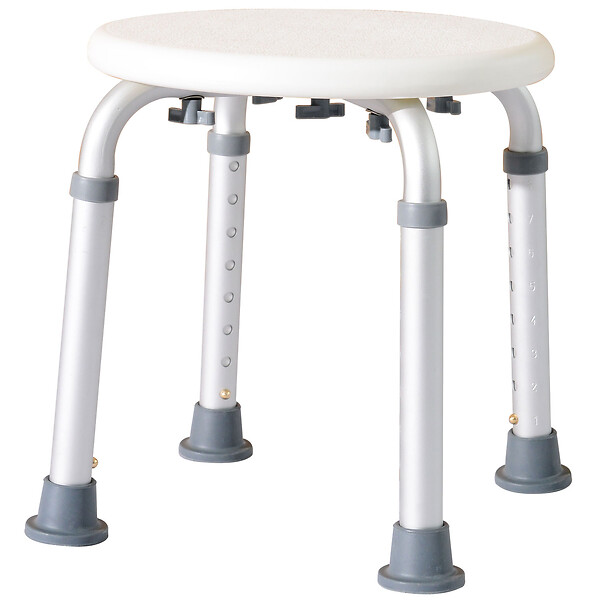 HOMCOM - Tabouret de douche réglable en hauteur siège de douche ergonomique pieds antidérapants charge max. 136 Kg alu HDPE blanc - large