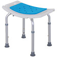 HOMCOM - Siège de douche réglable en hauteur tabouret de douche ergonomique pieds antidérapants charge max. 136 Kg alu HDPE blanc bleu - vignette