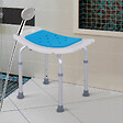 HOMCOM - Siège de douche réglable en hauteur tabouret de douche ergonomique pieds antidérapants charge max. 136 Kg alu HDPE blanc bleu - vignette