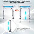 HOMCOM - Siège de douche réglable en hauteur tabouret de douche ergonomique pieds antidérapants charge max. 136 Kg alu HDPE blanc bleu - vignette