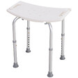 HOMCOM - Siège de douche réglable en hauteur tabouret de douche ergonomique pieds antidérapants charge max. 136 Kg alu HDPE blanc - vignette