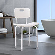 HOMCOM - Chaise de douche siège de douche ergonomique hauteur réglable pieds antidérapants charge max. 136 Kg alu HDPE blanc - vignette