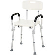HOMCOM - Chaise de douche siège de douche ergonomique hauteur réglable pieds antidérapants dossier accoudoirs amovibles charge max. 136 Kg alu HDPE blanc - vignette