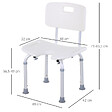 HOMCOM - Chaise de douche siège de douche ergonomique hauteur assise réglable pieds antidérapants charge max. 136 Kg alu HDPE blanc - vignette